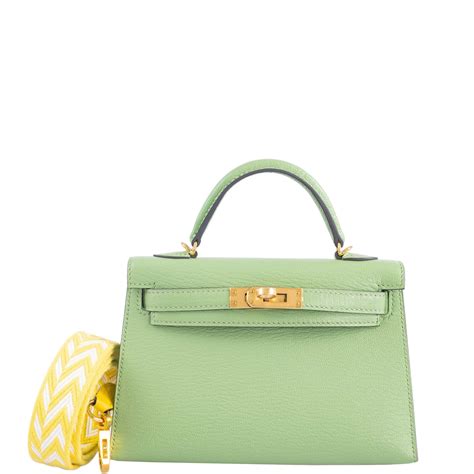 Hermès Mini Kelly II 20 Vert Criquet Chèvre Mysore .